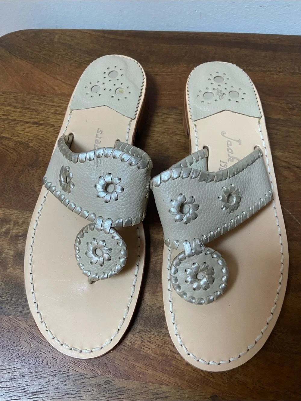 Jack Rogers Women's Hamptons Sandal Beige and Gold